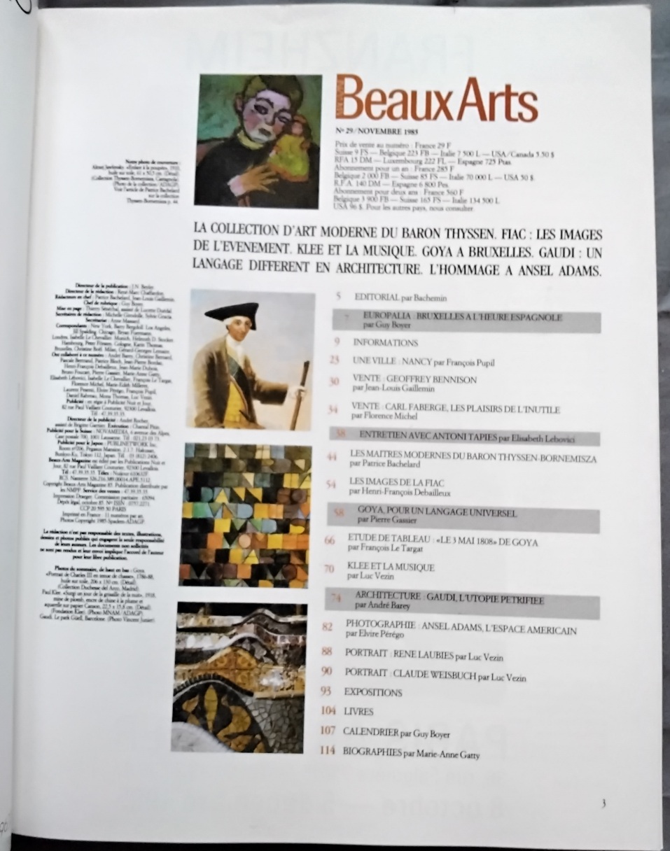 Beaux Arts -29- Novembre 1985 – Image 2